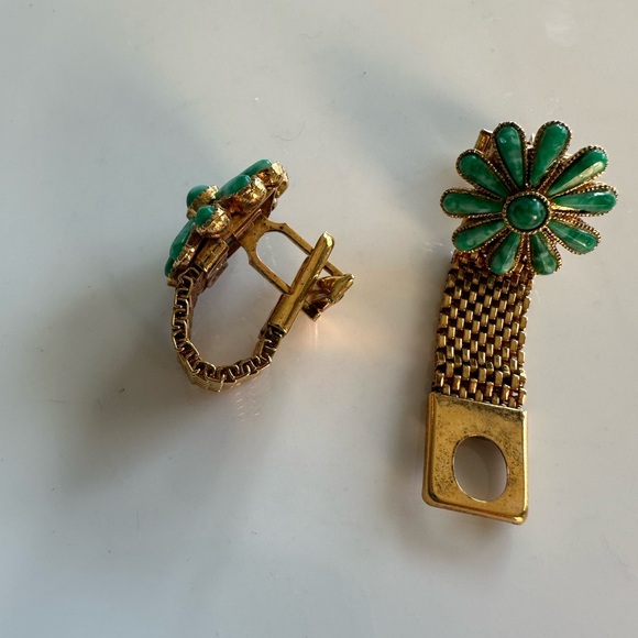 Vintage Green Floral Cufflinks - Picture 2 of 4